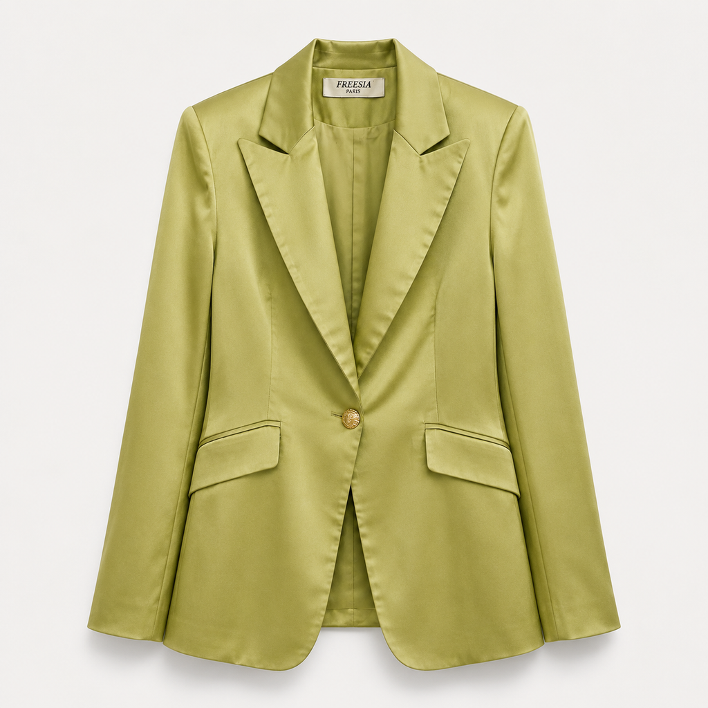 Blazer satiné Vert Olive – Élégance intemporelle