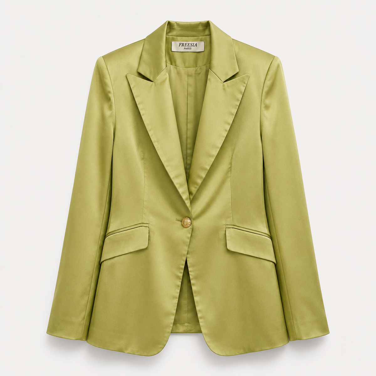 Blazer satiné Vert Olive – Élégance intemporelle