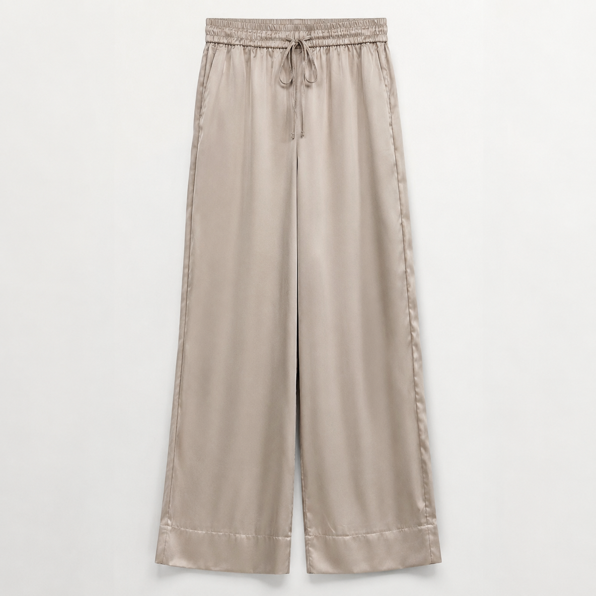 Pantalon satiné Beige-Champagne – Élégance & confort