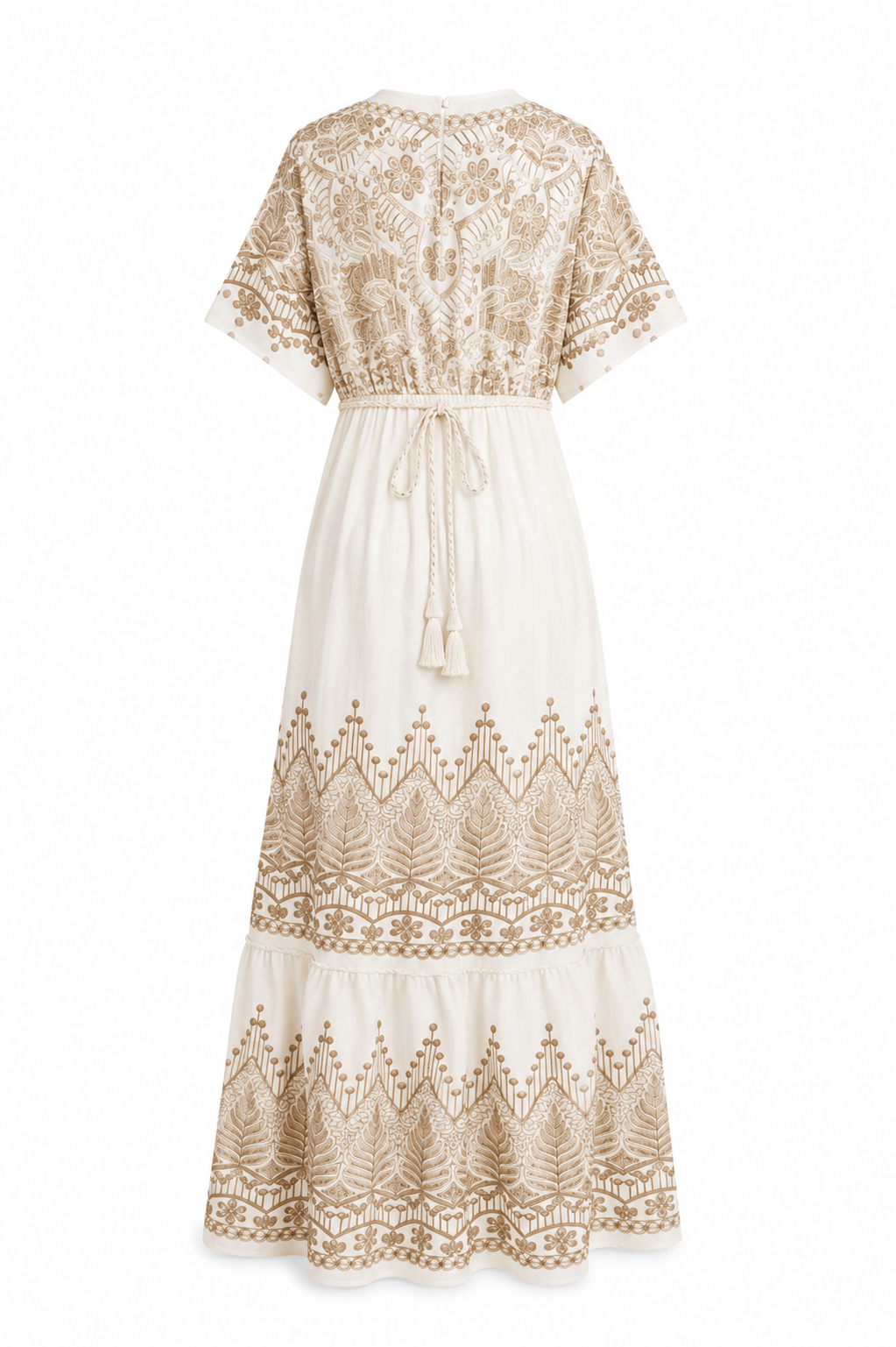 Robe Longue Bohème Brodée – Blanche